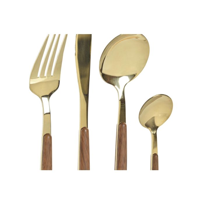 Cuberteria Glam DKD Home Decor Dorado Natural 2.4 x 21 x 3 cm Set de 16 2 Cuberteria Glam DKD Home Decor Dorado Natural 2.4 x 21 x 3 cm Set de 16 2