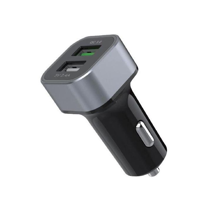 Elbe CARG-301-QC Cargador USB para Coche Doble Puerto Carga Rápida QC 3.0 Compatible Apple 2.4A Iluminación LED