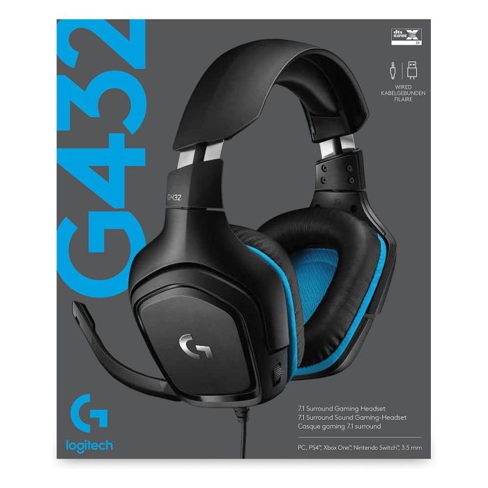Logitech G432 Auriculares Gaming USB 2.0 Jack 3.5 Micrófono Negros DTS Headphone:X 2.0 7.1 Surround Sound 6