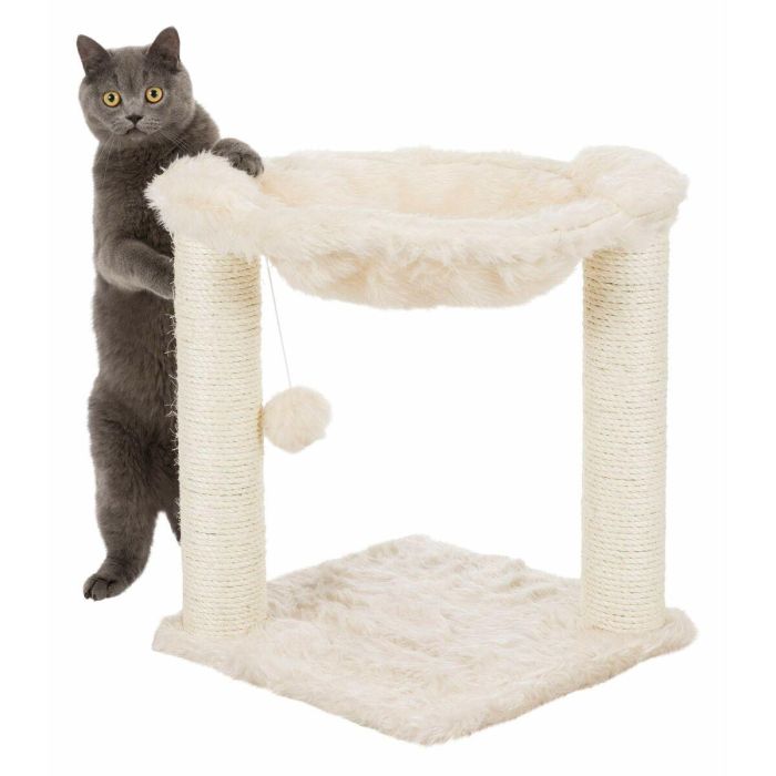 Trixie Baza Árbol Rascador Gato 50 cm de Altura con Poste de Sisal Natural, Felpa de Pelo Largo y Juguete Colgante - Color Crema 3 Trixie Baza Árbol Rascador Gato 50 cm de Altura con Poste de Sisal Natural, Felpa de Pelo Largo y Juguete Colgante - Color Crema 3