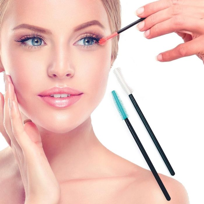 Cosmetic Club Juego de 3 Pinceles Pestañas Silic Turquesa Alarga, Blanco Curva, Coral Elimina Exceso 2