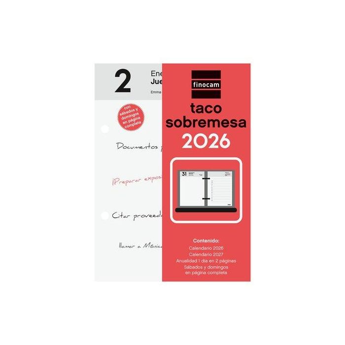 Finocam Taco Calendario Sobremesa 85x120 mm 2Pd Neutro 2026