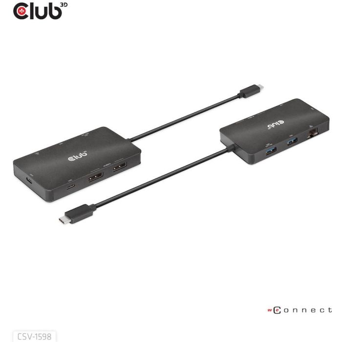 Club3D CSV-1598 Hub USB-C 7 en 1: 2xDisplayPort 4K60Hz, 2xUSB, 2xUSB-C, LAN Gigabit Ethernet, PD 100W 9 Club3D CSV-1598 Hub USB-C 7 en 1: 2xDisplayPort 4K60Hz, 2xUSB, 2xUSB-C, LAN Gigabit Ethernet, PD 100W 9