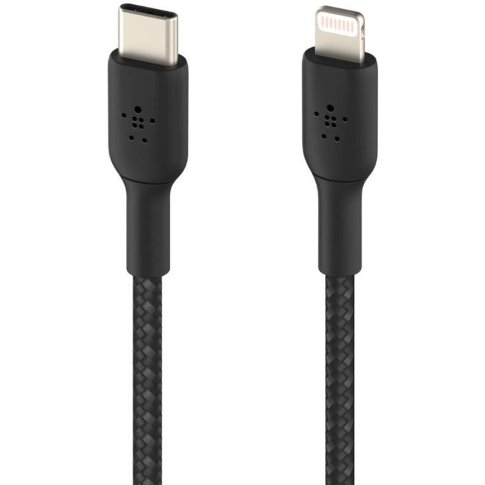 Belkin CAA004BT2MBK - Cable Lightning a USB-C, 2m, negro, trenzado, certificado MFi para iPhone/iPad 1