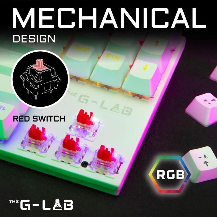 Combo Teclado Mecánico Gaming TKL + Ratón - THE G-LAB - COMBO MERCURY W - Blanco 1