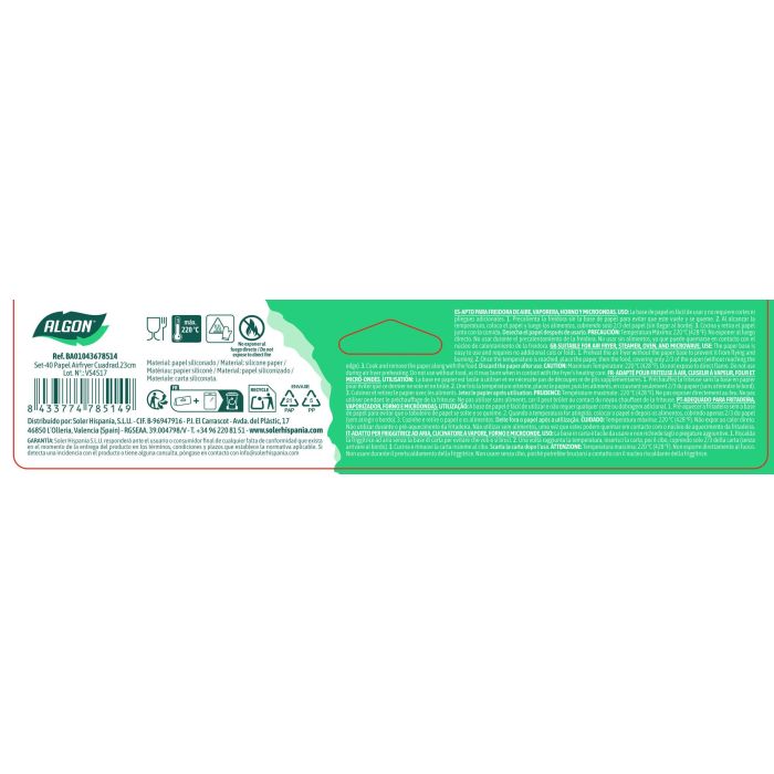 Algon Set de 40 Papeles Cuadrados para Airfryer de 23 cm (24 Unidades) 9