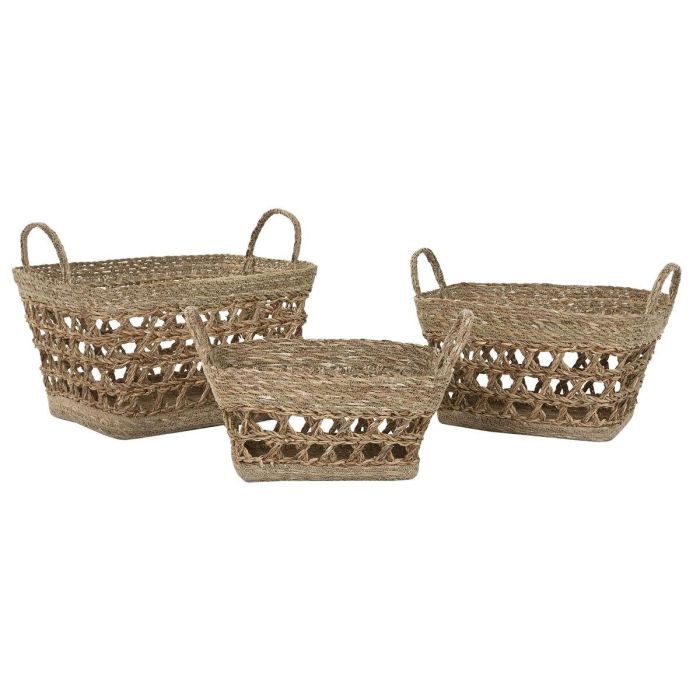 Cesta Tropical DKD Home Decor Natural 35 x 35 x 45 cm Set de 3 Cesta Tropical DKD Home Decor Natural 35 x 35 x 45 cm Set de 3