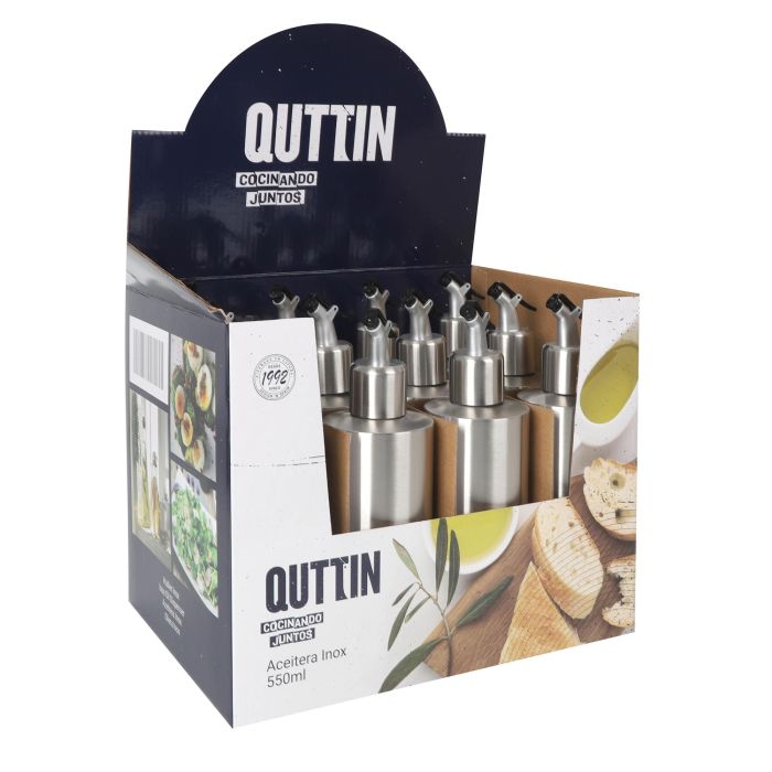 Aceitera de acero inoxidable 550 ml con tapón Quttin (12 Unidades) 2 Aceitera de acero inoxidable 550 ml con tapón Quttin (12 Unidades) 2