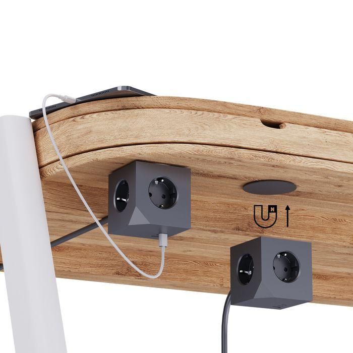 MicroConnect 3 Tomas Schuko, 2 USB-C, 1 USB-A, Cubo Energía Magnético con Cable 1.5m, Gris Oscuro 2
