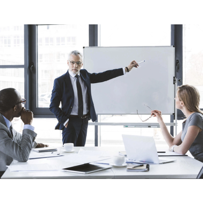 Q-connect Pizarra Blanca Doble Cara Melamina 120x90 cm Giratoria Marco Aluminio 6