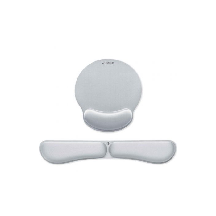 Subblim SUBMP-04E021 Pack de Reposamuñecas y Alfombrilla Ergonómica MemoryFlex Plateadas