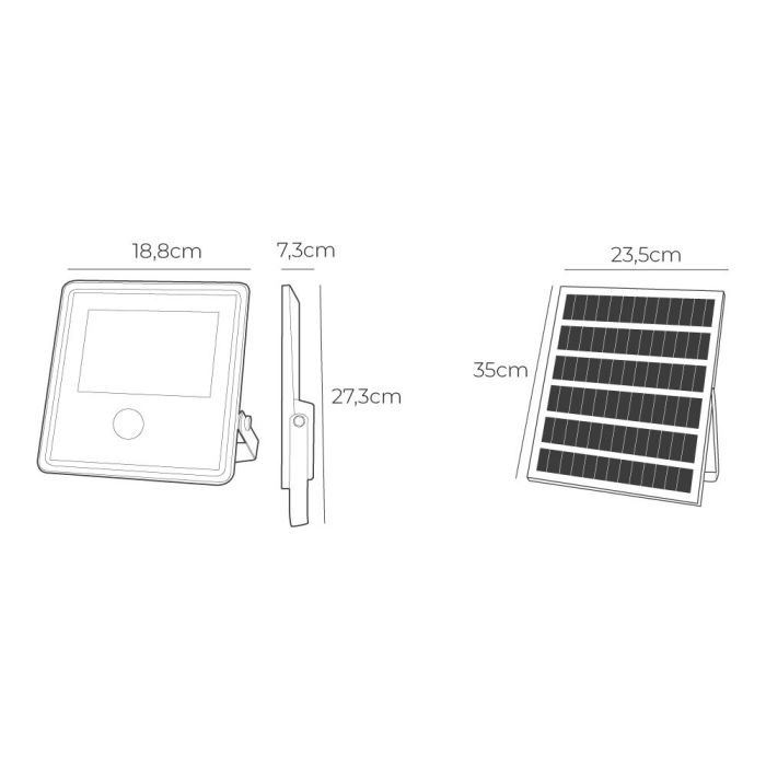 Foco proyector solar con sensor 100 W 1.200lm 6.500k 5 Foco proyector solar con sensor 100 W 1.200lm 6.500k 5
