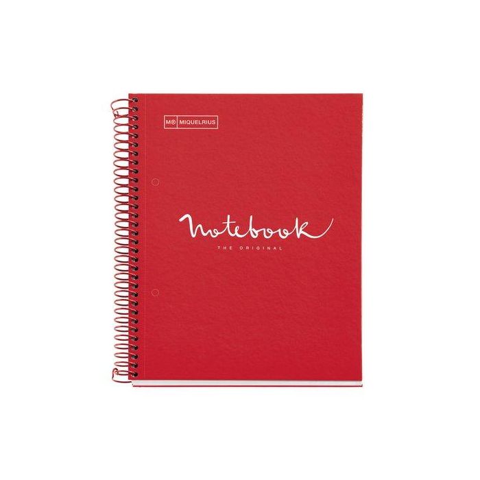 Bloc Miquelrius Emotions Notebook 1 Micro.Tapa Extra A5 80H 90G Cuadric.5X5 Rojo 5 unidades