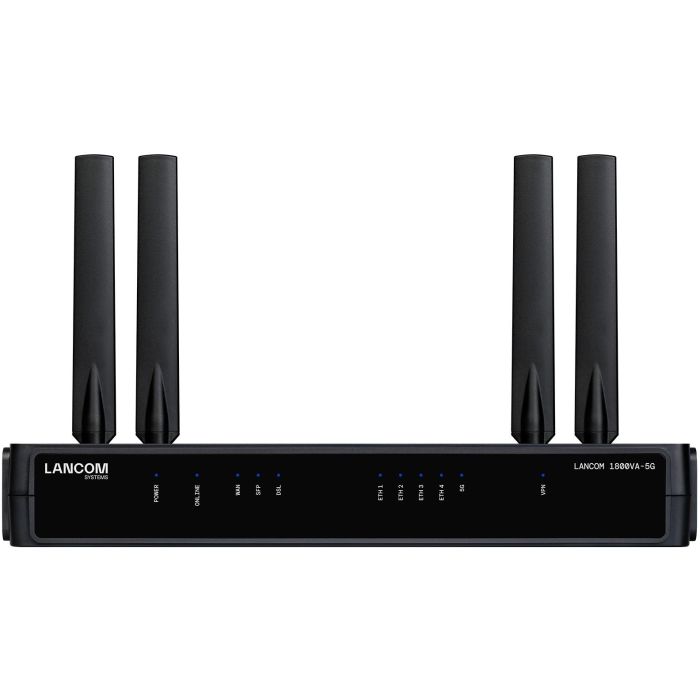 LANCOM 1800VA-5G (EU) Router/Módem 5G Gigabit Ethernet Negro con 4 Antenas Externas, Firewall y VPN