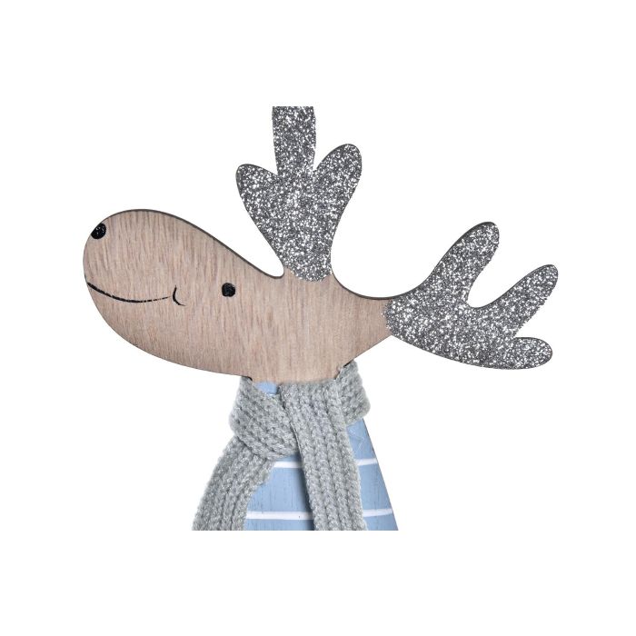 DKD Home Decor Figura Navidad Reno Moderna MDF Poliester Azul Blanco Natural Plateado 4.5 x 24 x 12 cm (12 Unidades) 1