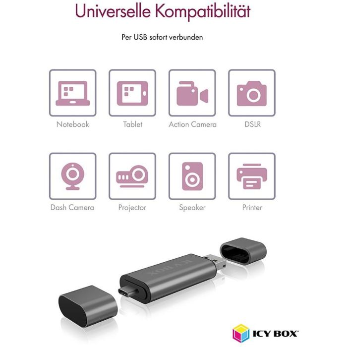 ICY BOX IB-CR200-C Lector de Tarjetas Multi-USB SD/MicroSD 4