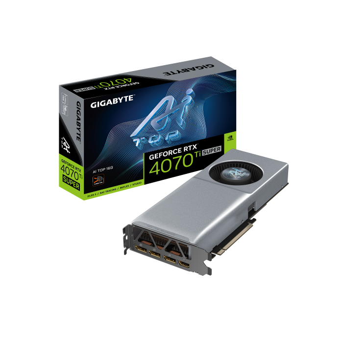 GIGABYTE GeForce RTX 4070 Ti SUPER AI TOP 16G Tarjeta Gráfica - 16GB GDDR6X, 256bit, PCI-E 4.0, 2610MHz Core Clock, 3 x DisplayPort 1.4a, 1 x HDMI 2.1a, NVIDIA DLSS 3, GV-N407TSAI TOP-16GD