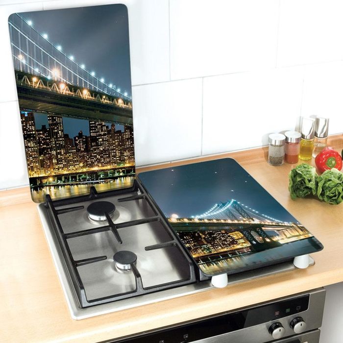 Wenko 2521320100 Placas Cobertoras de Vidrio Brooklyn Bridge, 2 Unidades, 30x52 cm, Vidrio Templado 3