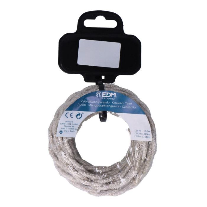 Edm Carrete cable textil trenzado H03VV-F 2x0,75mm² lino 5m