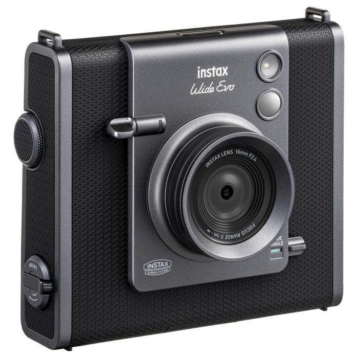 Fujifilm Instax Wide Evo Cámara Instantánea Digital - Negro, Sensor CMOS, Bluetooth 5.1, USB-C, Batería de Ión de Litio 12