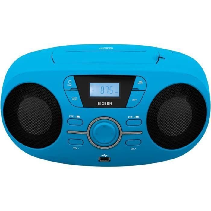 BIGBEN CD61BLUSB Radio Portátil Cd Usb Azul + Altavoces Luminosos 3