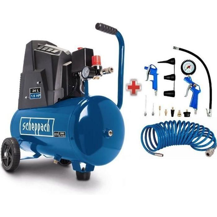Compresor de aire horizontal Scheppach HC30o - 24L - 110 W - 8 bares (Entregado con juego de 13 accesorios) Compresor de aire horizontal Scheppach HC30o - 24L - 110 W - 8 bares (Entregado con juego de 13 accesorios)