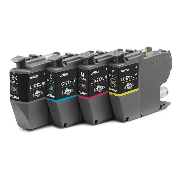 BROTHER Pack de 4 cartuchos de tinta negro, cian, magenta y amarillo LC421XLVAL para DCP-J1050DW / D 0 BROTHER Pack de 4 cartuchos de tinta negro, cian, magenta y amarillo LC421XLVAL para DCP-J1050DW / D 0
