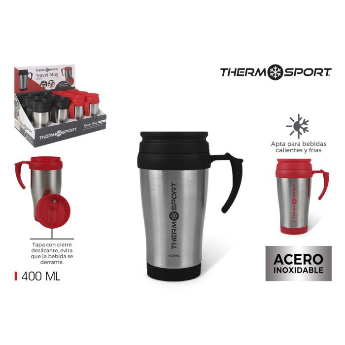 Termo Travel Mug 400 ml acero inoxidable - Thermosport (12 Unidades) Termo Travel Mug 400 ml acero inoxidable - Thermosport (12 Unidades)