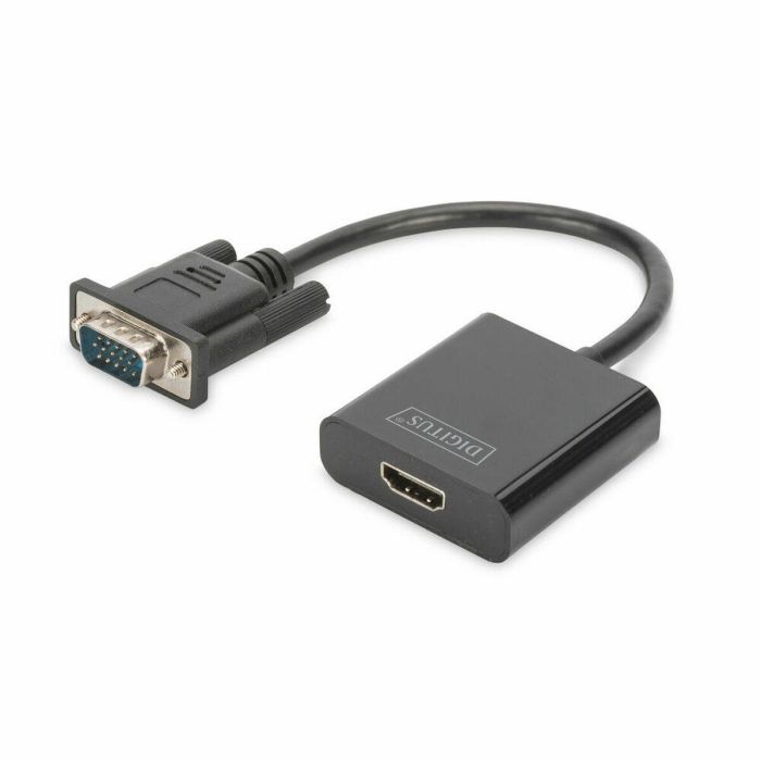 Digitus Conversor VGA a HDMI + Audio Full HD 1080p Negro - Conectar y Usar, 0.15m