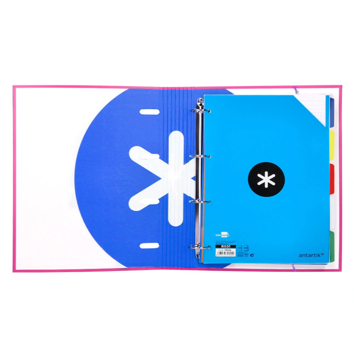 Antartik Carpeta con Recambio A4 Cuadro 5mm, Anillas 40mm Redondas, Solapa, Rosa 5