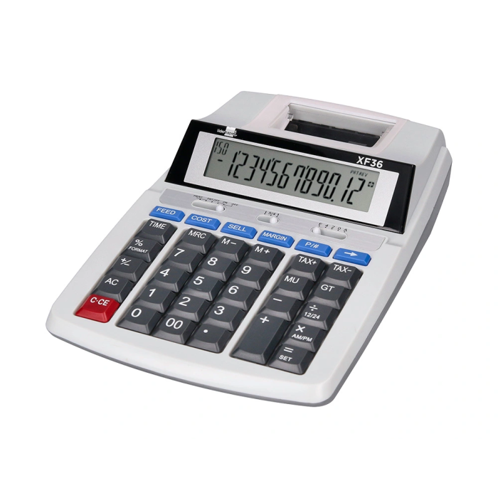 Liderpapel Calculadora Impresora 12 Dígitos Pantalla Impresión Bicolor Rollo Papel 57mm 235x155x62 mm 1