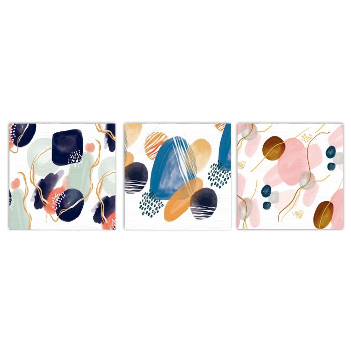 DKD Home Decor Cuadro Abstracto Urban Bubles Madera Multicolor Amarillo Azul Verde 30x3x30 cm 6 Unidades