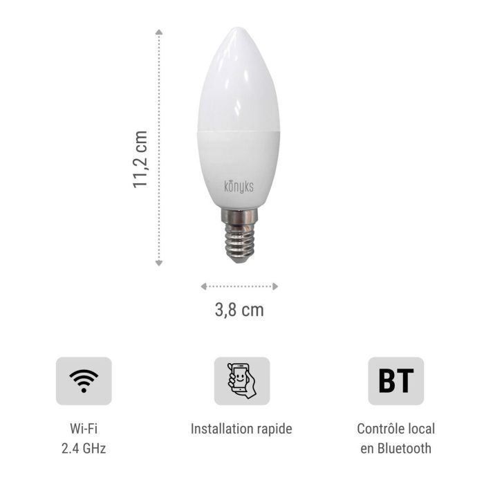 Konyks 2 Bombillas LED Antalya Easy E14 Wi-Fi Bluetooth 5W 350 Lúmenes RGB + Blanco Ajustable Compatible Alexa Google Home 2