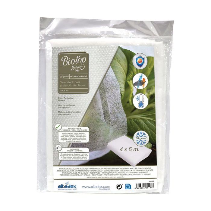 Biotop Tela de Protección Cultivos Paño Artic 4 x 5 m 30g/m² con Tratamiento Anti-UV, Permeable a Luz, Aire y Agua