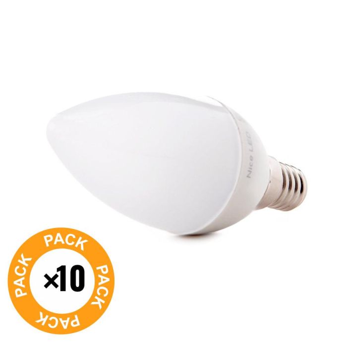 Pack 10 Lámparas LEDs Vela 2835SMD E14 5W 410Lm 40.000H 1 Pack 10 Lámparas LEDs Vela 2835SMD E14 5W 410Lm 40.000H 1