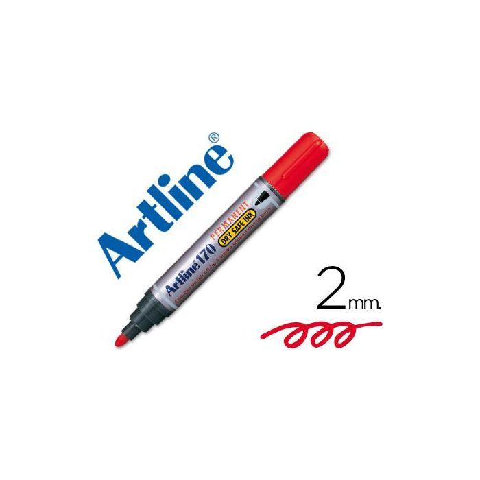 Rotulador Artline Marcador Permanente 170 Rojo Punta Redonda 2 mm Antisecado 12 unidades