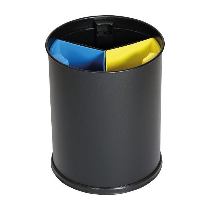 PROBBAX - WB-1251-BLA - Papelera de separación de residuos con recipientes separadores de colores - 13 L de capacidad - 25,5 cm Ø x 30,8 cm - Negro 0 PROBBAX - WB-1251-BLA - Papelera de separación de residuos con recipientes separadores de colores - 13 L de capacidad - 25,5 cm Ø x 30,8 cm - Negro 0