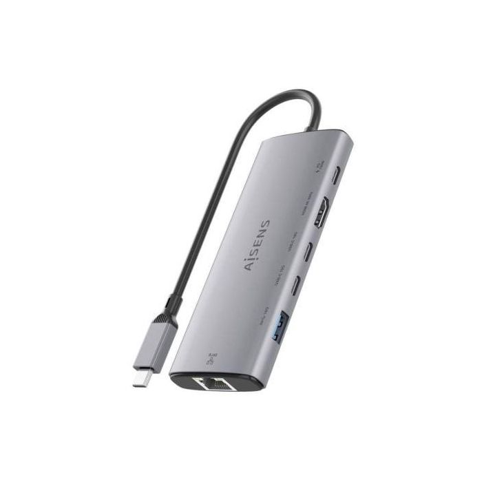 Aisens ASUC-6P030-GR Dock USB Tipo-C 6 en 1 con HDMI 4K 60Hz, 1xUSB-A 10Gbps, 2xUSB-C 10Gbps, 1xUSB-C PD 100W, 1xRJ45 Gigabit, Color Gris 2