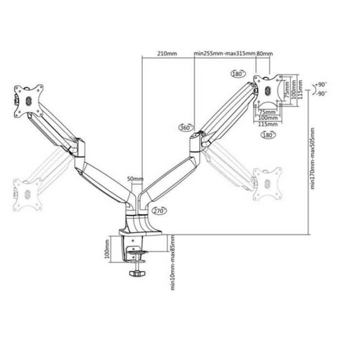 Soporte para 2 Monitores TooQ DB3132TNR-S/ hasta 9kg 2