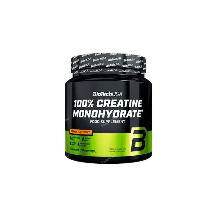 BIOTECHUSA 100% Creatine Monohydrate 300g Sabor Naranja Suplemento Deportivo