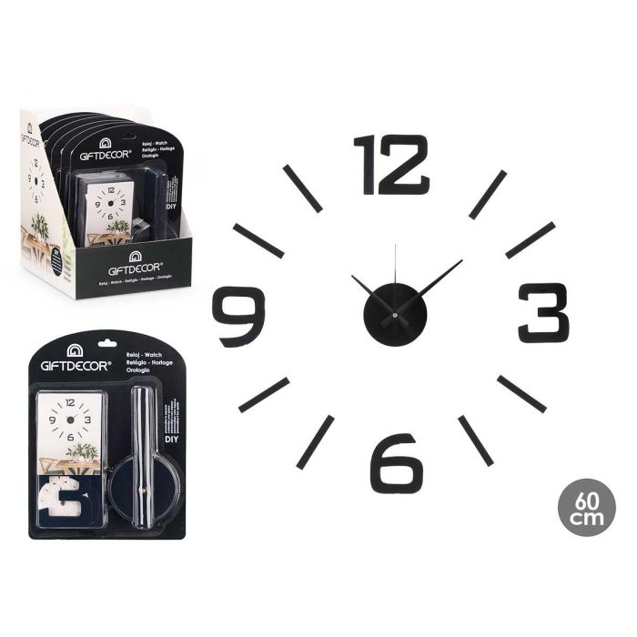 Reloj Pegatina 60 Cm Brillo Negro Giftdecor (12 Unidades) Reloj Pegatina 60 Cm Brillo Negro Giftdecor (12 Unidades)