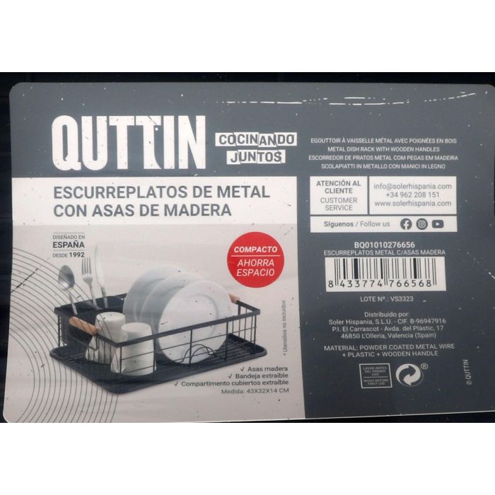 Escurreplatos de metal con asas de madera Quttin (4 Unidades) 7 Escurreplatos de metal con asas de madera Quttin (4 Unidades) 7