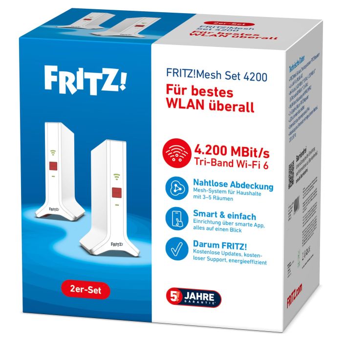 AVM Mesh Set 4200 2-PACK Wi-Fi 6E (802.11ax) Doble Banda 2.4 GHz / 5 GHz Repetidor de Red Rojo Blanco 7