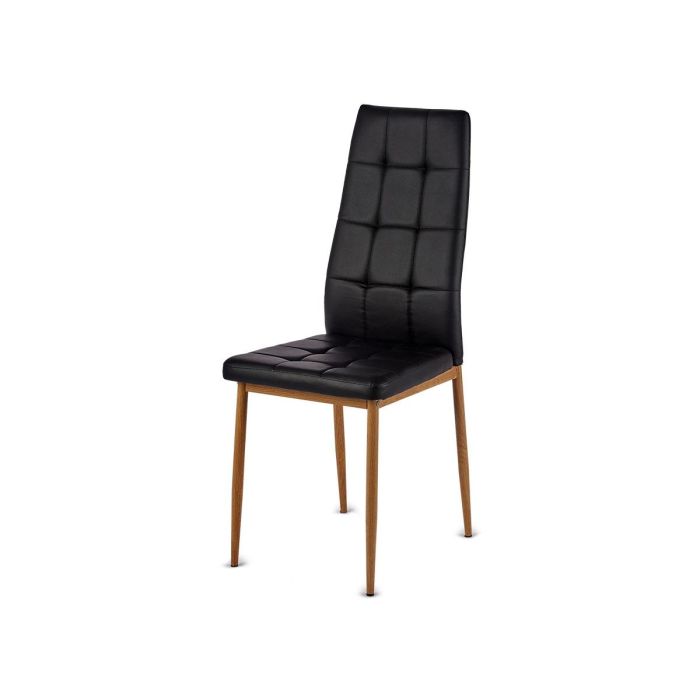 Giftdecor Silla de Comedor Negra con Patas de Color Madera 51x96x40 cm PU y Hierro (4 Unidades)