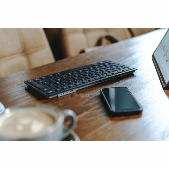 Cherry KW 9200 MINI Teclado Compacto Inalambrico 2.4GHz, Bluetooth 5.0 y con Cable Recargable Negro