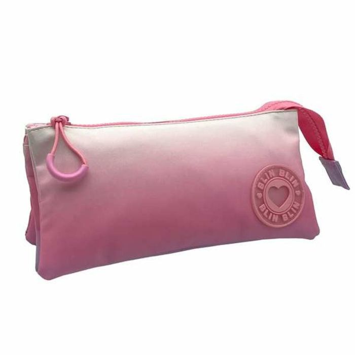 Estuche triple blin-blin pinky 11 x 23 x 5 cm.