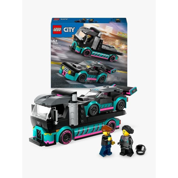 LEGO City Coche de Carreras y Camión de Transporte 60406 - Set de Construcción con 2 Minifiguras 2 LEGO City Coche de Carreras y Camión de Transporte 60406 - Set de Construcción con 2 Minifiguras 2