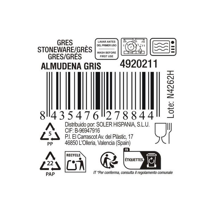 La Mediterranea Mug Almudena 200 cc Gris - 7.5 cm Ancho x 8.5 cm Alto x 11 cm Largo (36 Unidades) 4