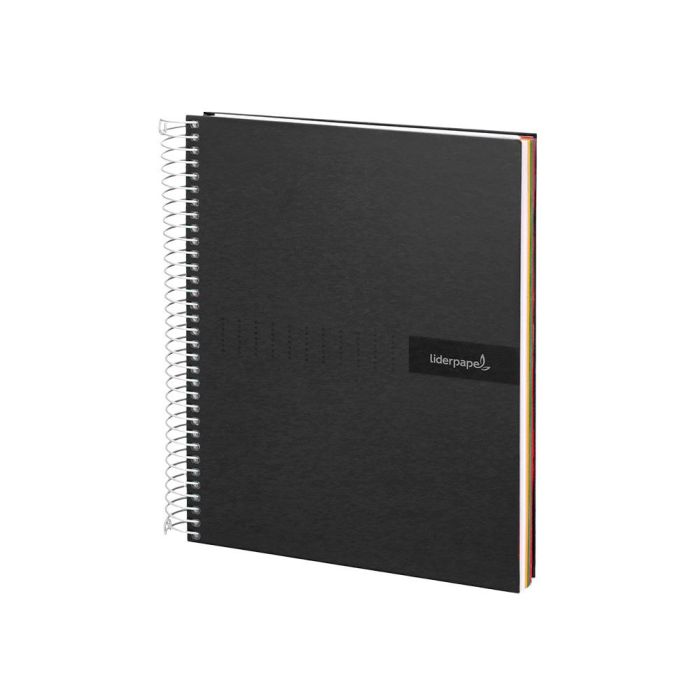 Cuaderno Espiral Liderpapel A4 Micro Crafty Tapa Forrada 120H 90 gr Cuadro 5 mm 5 Bandas 4 Colores Color Negro 3