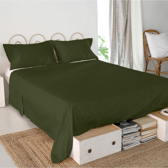 Sábana Encimera HappyFriday Basic Verde Cama de 105 4